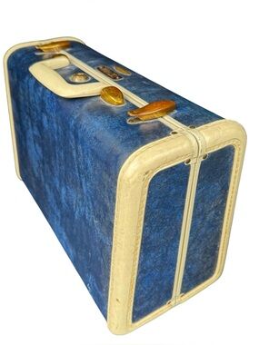 Vintage 50s Samsonite Shwayder Blue Carry On Size Luggage No Key Latches Well